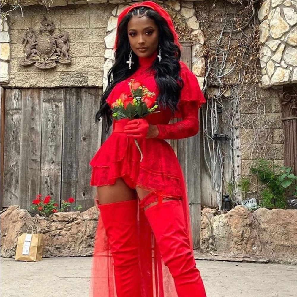 5 piece Red costume set from Fashion Nova